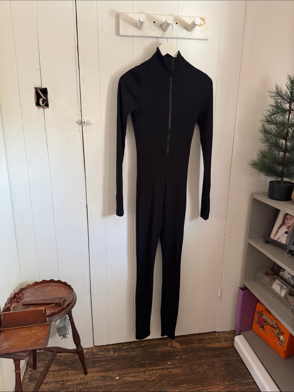 Show Me Your MuMu Black Ribbed Long-Sleeve Jumpsuit
